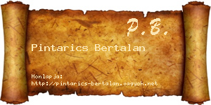 Pintarics Bertalan névjegykártya