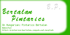 bertalan pintarics business card